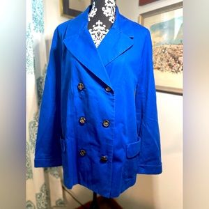 GAP Peacoat in Royal Blue. Double breasted, 100% cotton.